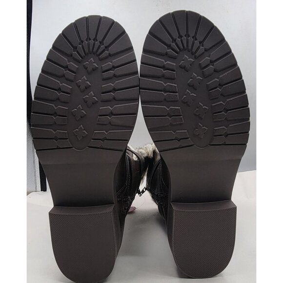 SO Boots Faux Leather Fur-Lined Buckle Strap Memory Foam Womens Size 8 in Box - Picture 6 of 11